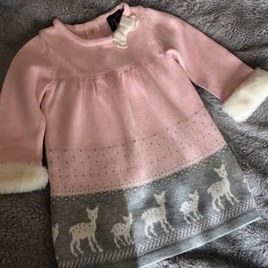Janie and Jack pink sweater dress, 6-12 months.